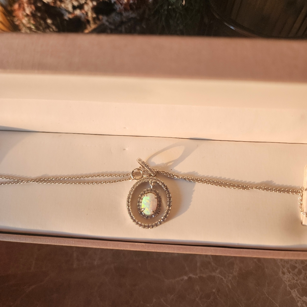 Elegant Silver Opal Pendant Necklace